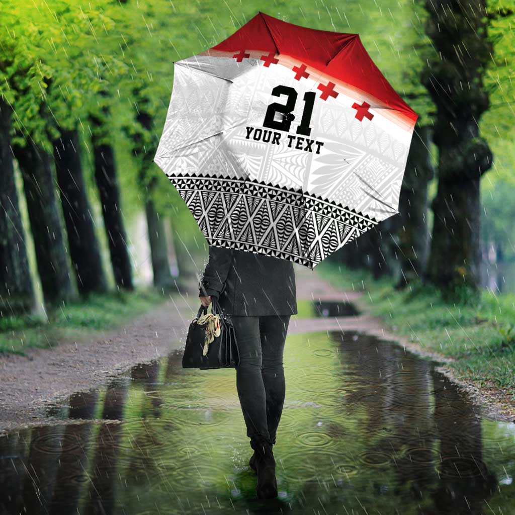Ikale Tahi Pacific Tonga Rugby Custom Umbrella Tongan Ngatu with Flag Pattern LT9 - Polynesian Pride