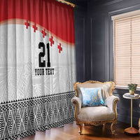 Ikale Tahi Pacific Tonga Rugby Custom Window Curtain Tongan Ngatu with Flag Pattern
