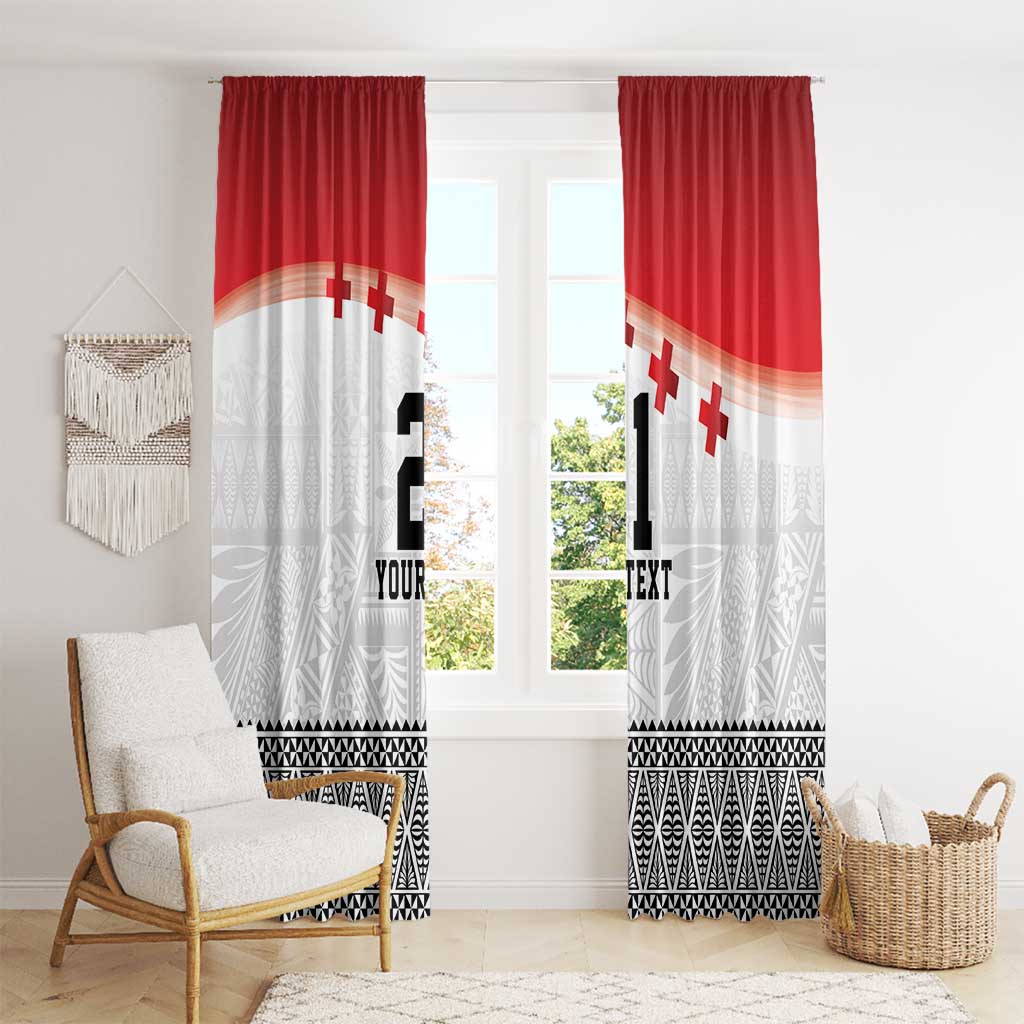 Ikale Tahi Pacific Tonga Rugby Custom Window Curtain Tongan Ngatu with Flag Pattern