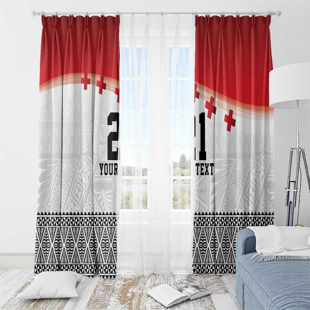 Ikale Tahi Pacific Tonga Rugby Custom Window Curtain Tongan Ngatu with Flag Pattern