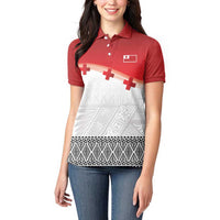 Ikale Tahi Pacific Tonga Rugby Custom Women Polo Shirt Tongan Ngatu with Flag Pattern