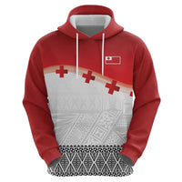 Ikale Tahi Pacific Tonga Rugby Custom Zip Hoodie Tongan Ngatu with Flag Pattern