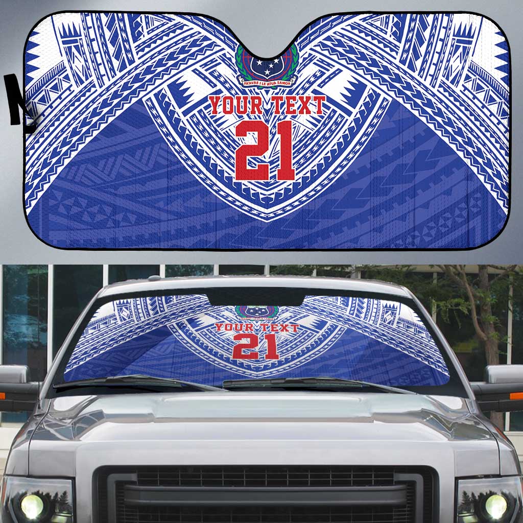 Manu Samoa Pacific Samoa Rugby Custom Auto Sun Shade Polynesian Pattern - Polynesian Pride
