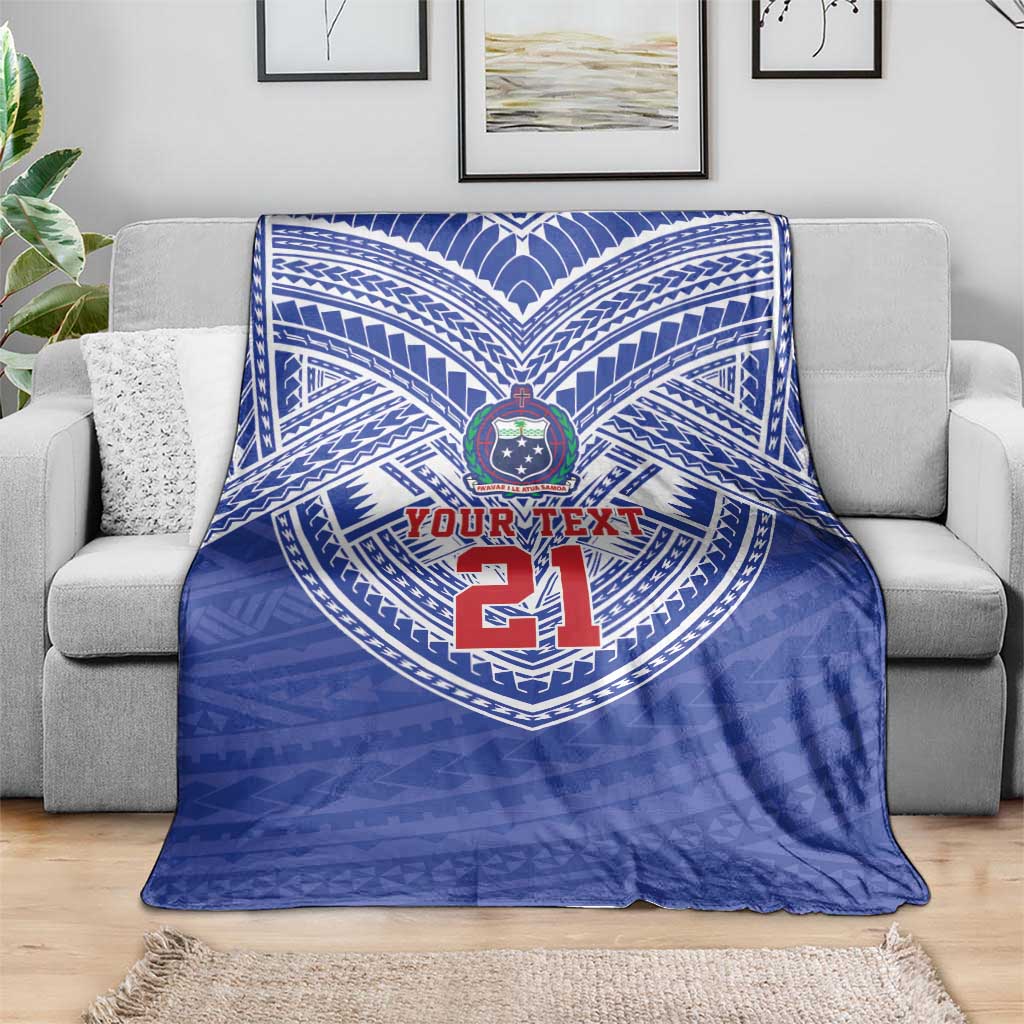 Manu Samoa Pacific Samoa Rugby Custom Blanket Polynesian Pattern