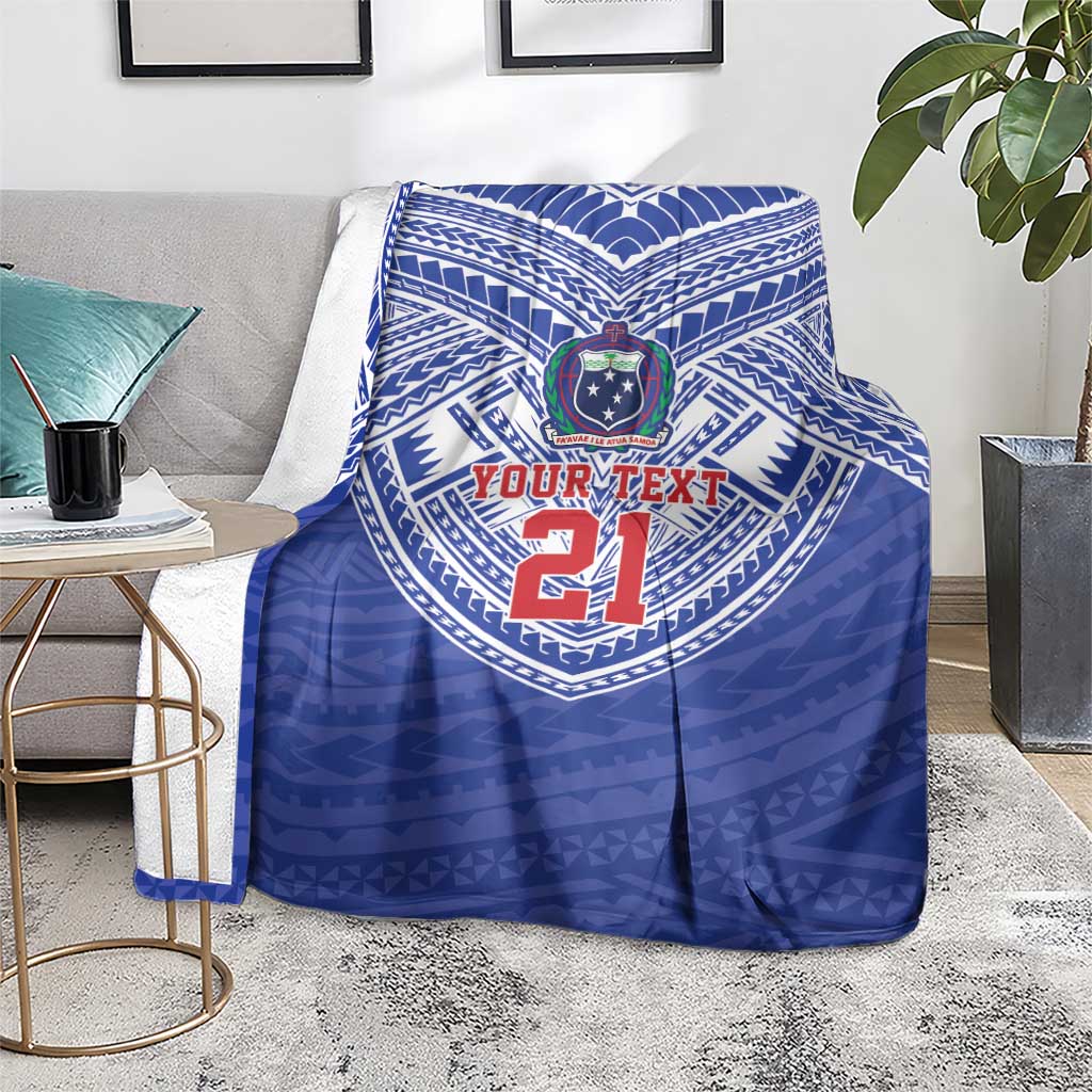Manu Samoa Pacific Samoa Rugby Custom Blanket Polynesian Pattern