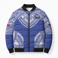 Manu Samoa Pacific Samoa Rugby Custom Bomber Puffer Jacket Polynesian Pattern LT9 Unisex Blue - Polynesian Pride