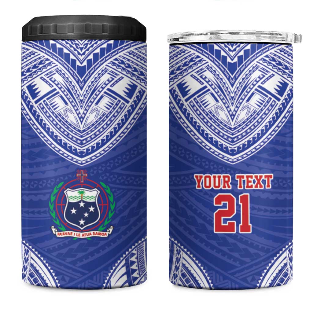 Manu Samoa Pacific Samoa Rugby Custom 4 in 1 Can Cooler Tumbler Polynesian Pattern LT9 One Size: 16 oz Blue - Polynesian Pride