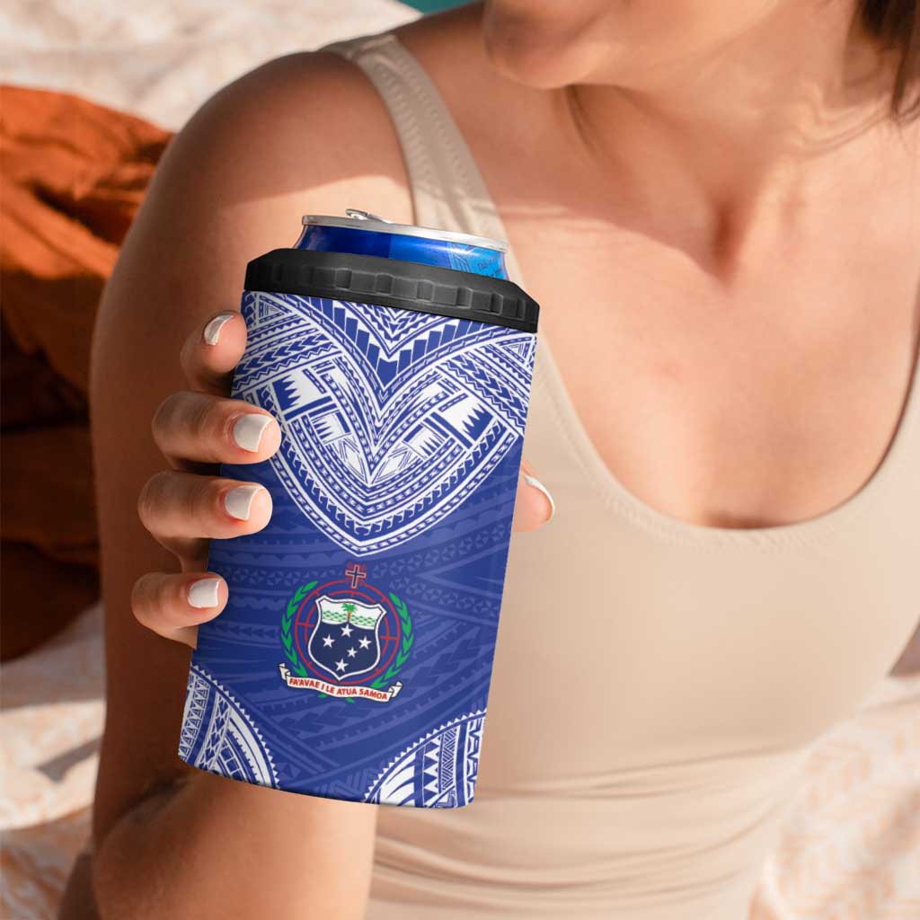 Manu Samoa Pacific Samoa Rugby Custom 4 in 1 Can Cooler Tumbler Polynesian Pattern LT9 - Polynesian Pride