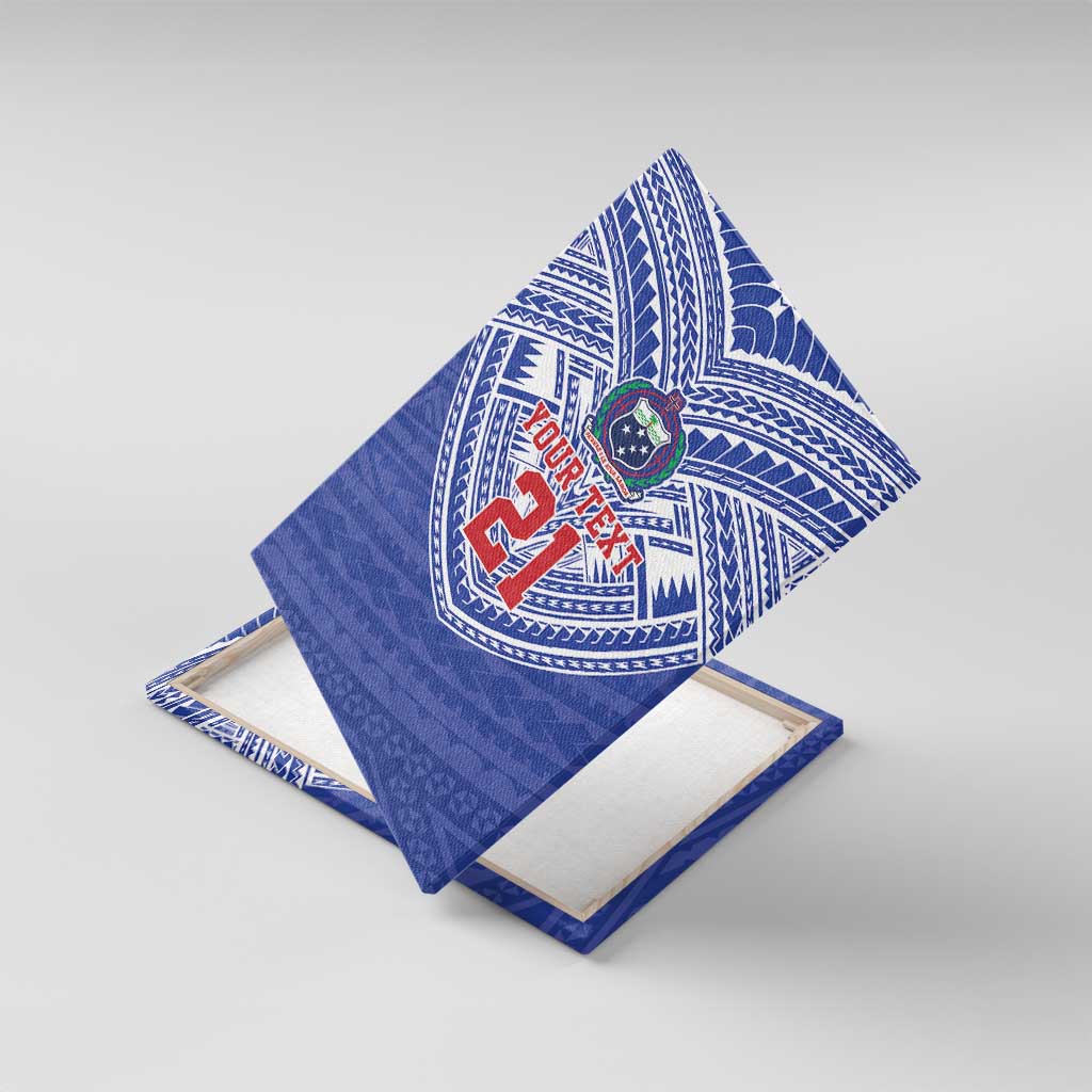 Manu Samoa Pacific Samoa Rugby Custom Canvas Wall Art Polynesian Pattern LT9 With Frame Blue - Polynesian Pride