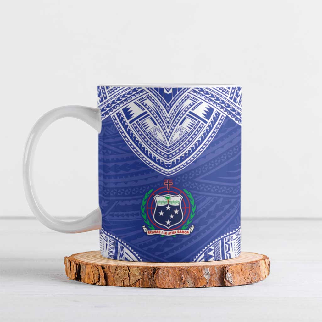 Manu Samoa Pacific Samoa Rugby Custom Ceramic Mug Polynesian Pattern LT9 Blue - Polynesian Pride
