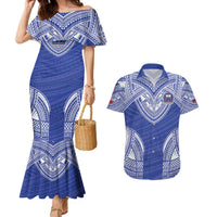 Manu Samoa Pacific Samoa Rugby Custom Couples Matching Mermaid Dress and Hawaiian Shirt Polynesian Pattern LT9 Blue - Polynesian Pride