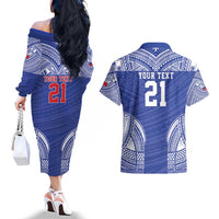 Manu Samoa Pacific Samoa Rugby Custom Couples Matching Off The Shoulder Long Sleeve Dress and Hawaiian Shirt Polynesian Pattern LT9 - Polynesian Pride