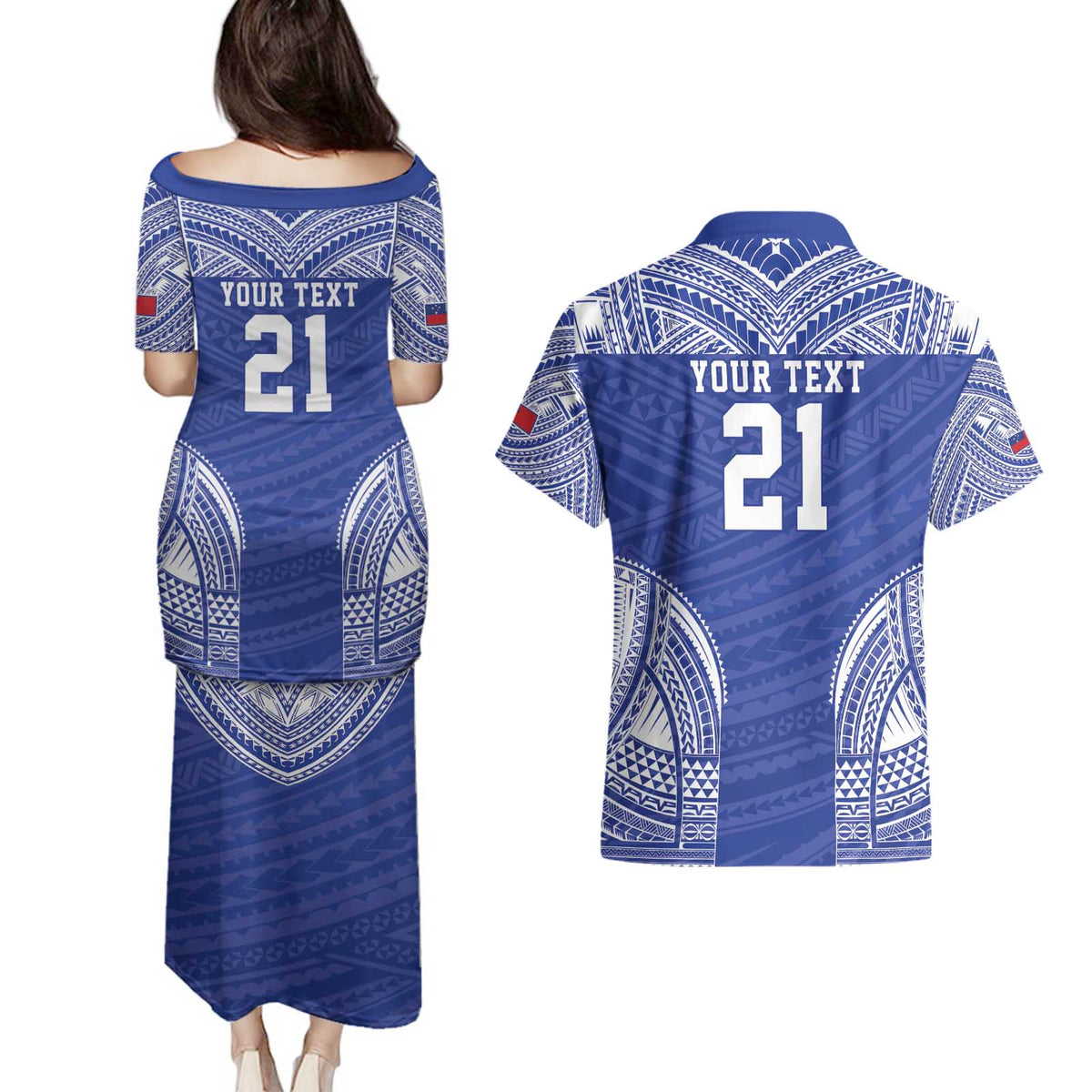 Manu Samoa Pacific Samoa Rugby Custom Couples Matching Puletasi and Hawaiian Shirt Polynesian Pattern LT9 - Polynesian Pride