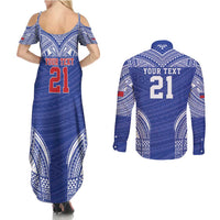Manu Samoa Pacific Samoa Rugby Custom Couples Matching Summer Maxi Dress and Long Sleeve Button Shirt Polynesian Pattern LT9 - Polynesian Pride