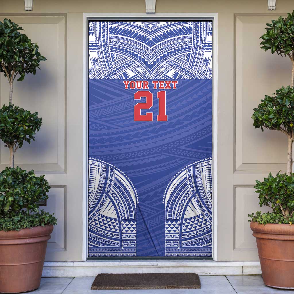 Manu Samoa Pacific Samoa Rugby Custom Door Cover Polynesian Pattern LT9 Blue - Polynesian Pride