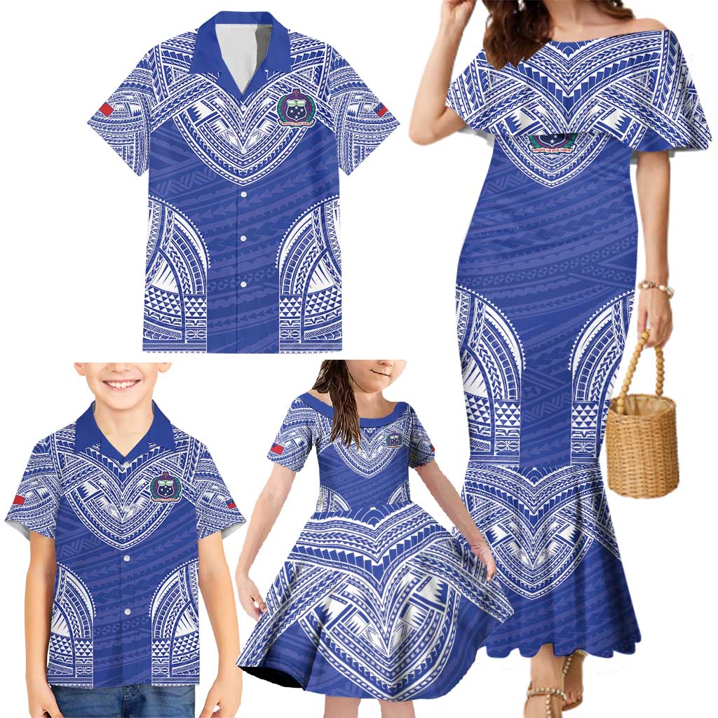 Manu Samoa Pacific Samoa Rugby Custom Family Matching Mermaid Dress and Hawaiian Shirt Polynesian Pattern