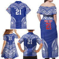Manu Samoa Pacific Samoa Rugby Custom Family Matching Off Shoulder Maxi Dress and Hawaiian Shirt Polynesian Pattern