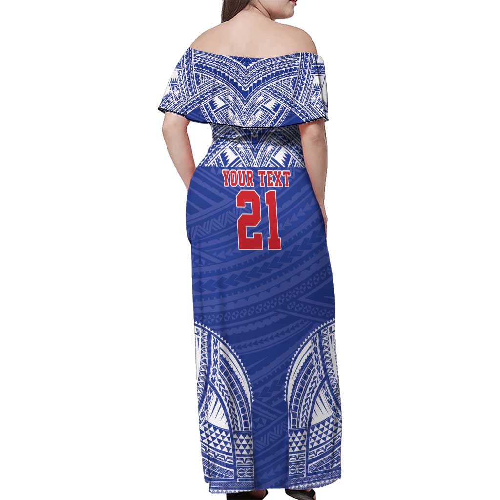 Manu Samoa Pacific Samoa Rugby Custom Family Matching Off Shoulder Maxi Dress and Hawaiian Shirt Polynesian Pattern