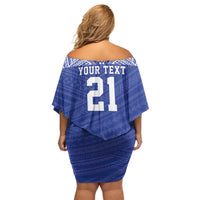 Manu Samoa Pacific Samoa Rugby Custom Family Matching Off Shoulder Short Dress and Hawaiian Shirt Polynesian Pattern
