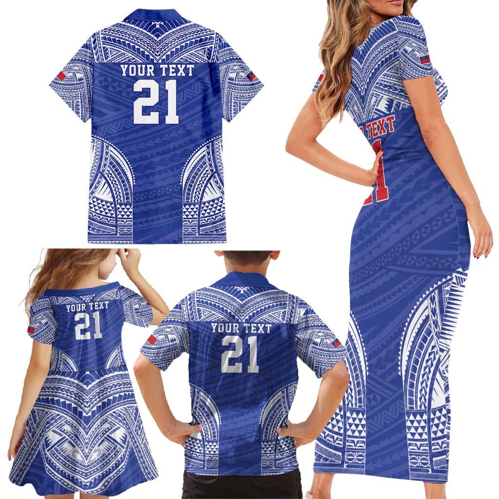 Manu Samoa Pacific Samoa Rugby Custom Family Matching Short Sleeve Bodycon Dress and Hawaiian Shirt Polynesian Pattern