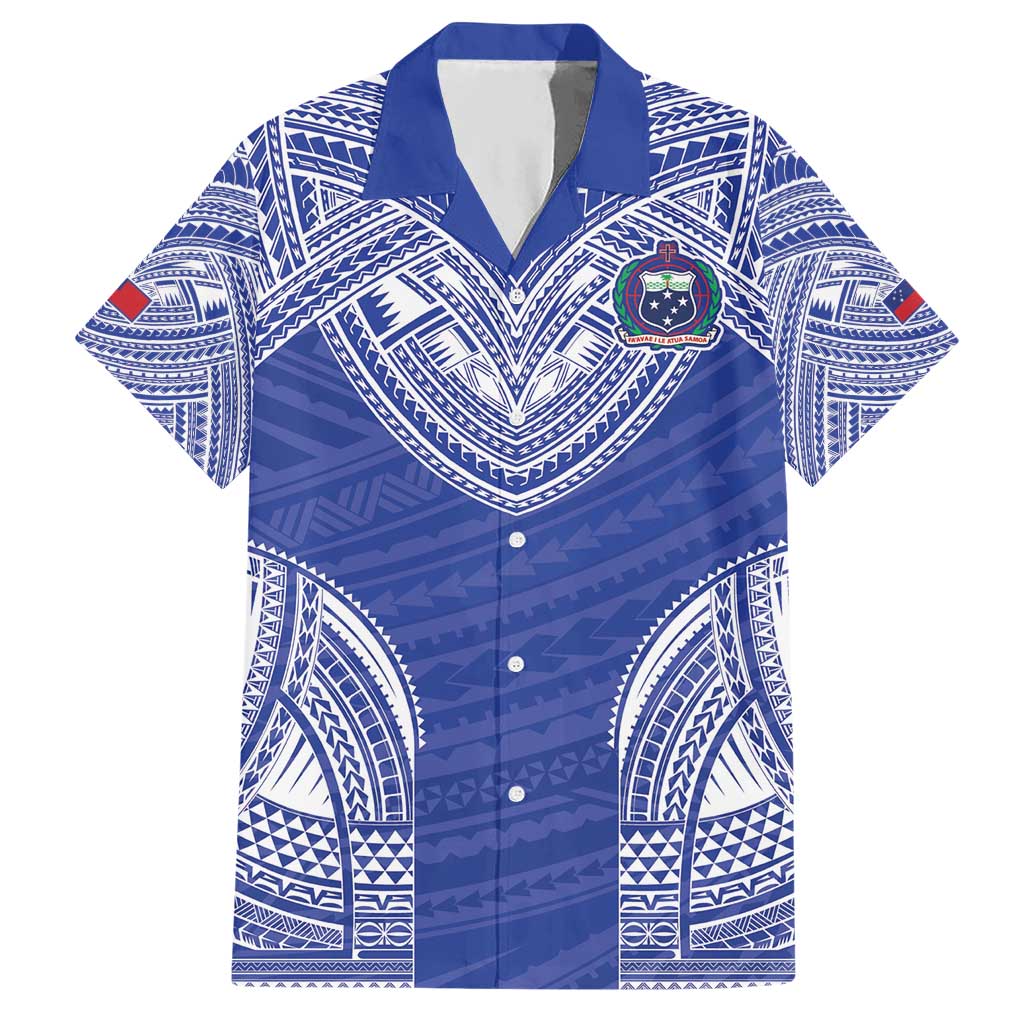 Manu Samoa Pacific Samoa Rugby Custom Hawaiian Shirt Polynesian Pattern LT9 Blue - Polynesian Pride