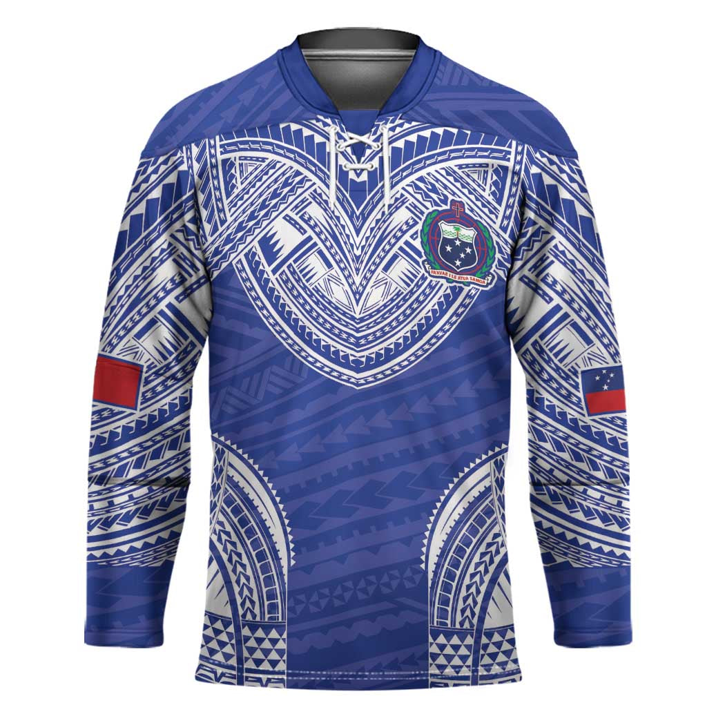 Manu Samoa Pacific Samoa Rugby Custom Hockey Jersey Polynesian Pattern LT9 Unisex Blue - Polynesian Pride