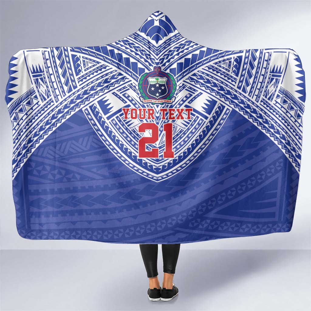 Manu Samoa Pacific Samoa Rugby Custom Hooded Blanket Polynesian Pattern LT9 One Size Blue - Polynesian Pride