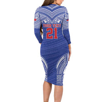 Manu Samoa Pacific Samoa Rugby Custom Long Sleeve Bodycon Dress Polynesian Pattern