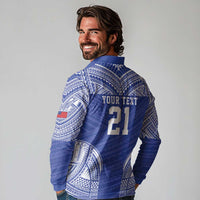 Manu Samoa Pacific Samoa Rugby Custom Long Sleeve Polo Shirt Polynesian Pattern