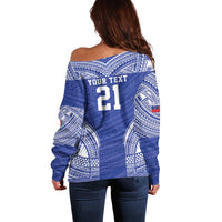 Manu Samoa Pacific Samoa Rugby Custom Off Shoulder Sweater Polynesian Pattern