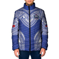 Manu Samoa Pacific Samoa Rugby Custom Padded Jacket Polynesian Pattern LT9 Men Blue - Polynesian Pride