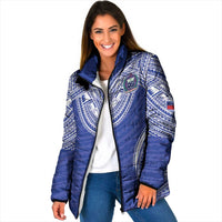 Manu Samoa Pacific Samoa Rugby Custom Padded Jacket Polynesian Pattern LT9 Women Blue - Polynesian Pride