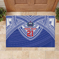 Manu Samoa Pacific Samoa Rugby Custom Rubber Doormat Polynesian Pattern LT9 Blue - Polynesian Pride