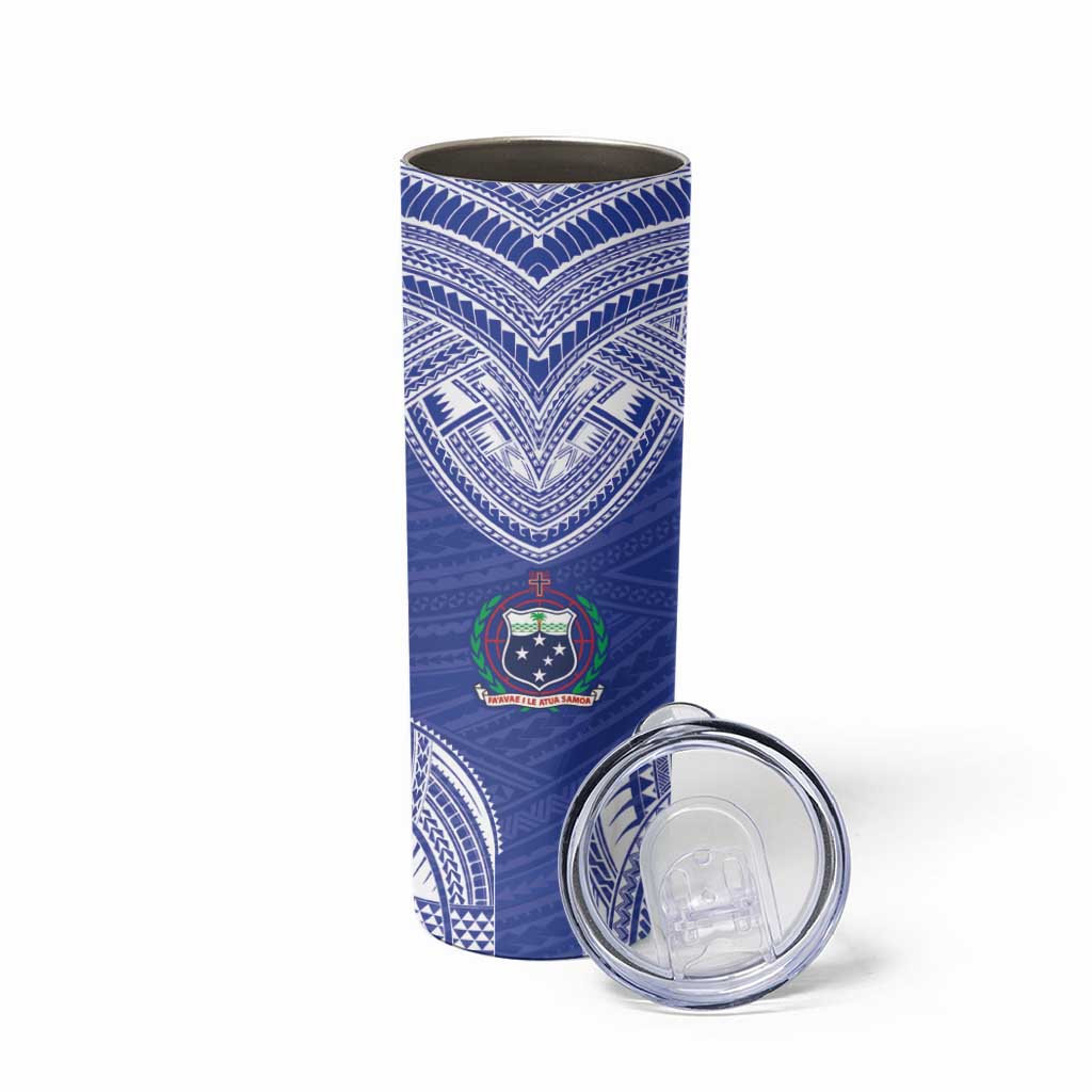 Manu Samoa Pacific Samoa Rugby Custom Skinny Tumbler Polynesian Pattern