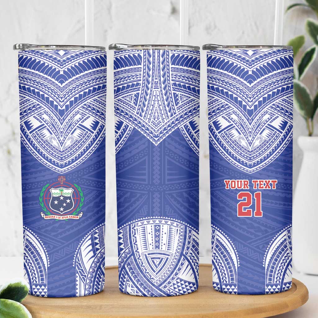 Manu Samoa Pacific Samoa Rugby Custom Skinny Tumbler Polynesian Pattern