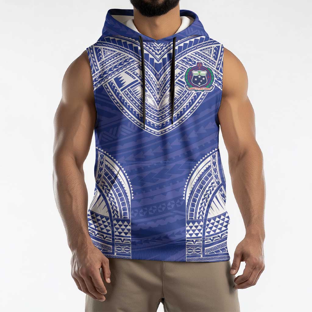 Manu Samoa Pacific Samoa Rugby Custom Sleeveless Hoodie Polynesian Pattern - Polynesian Pride