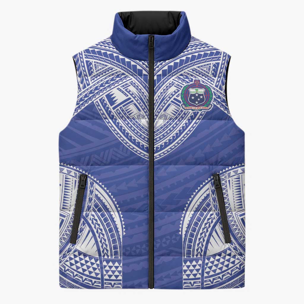Manu Samoa Pacific Samoa Rugby Custom Sleeveless Puffer Jacket Polynesian Pattern LT9 Unisex Blue - Polynesian Pride