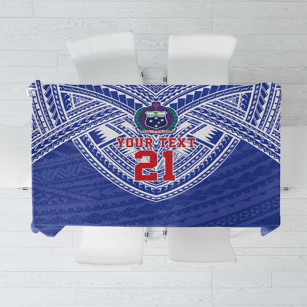 Manu Samoa Pacific Samoa Rugby Custom Tablecloth Polynesian Pattern LT9 Blue - Polynesian Pride