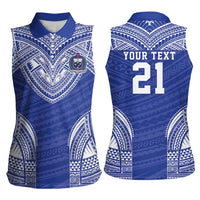 Manu Samoa Pacific Samoa Rugby Custom Women Sleeveless Polo Shirt Polynesian Pattern
