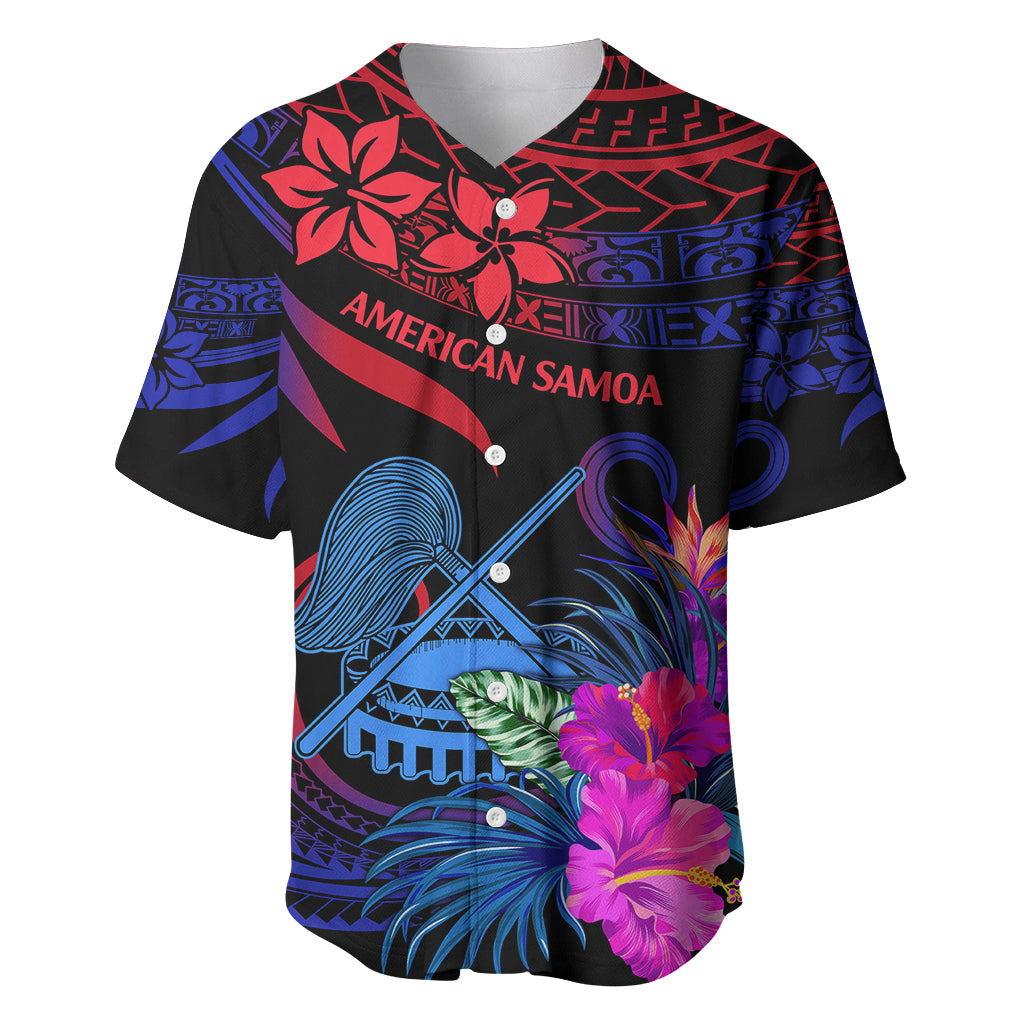 American Samoa Baseball Jersey Manu'a Cession Day Polynesian Tribal LT9 Gradient Blue - Polynesian Pride