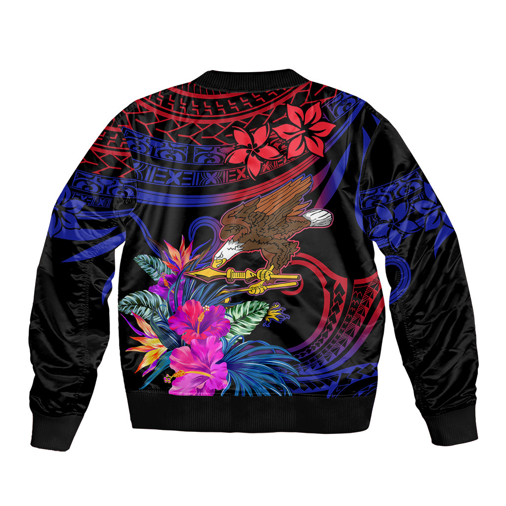 American Samoa Sleeve Zip Bomber Jacket Manu'a Cession Day Polynesian Tribal LT9 - Polynesian Pride