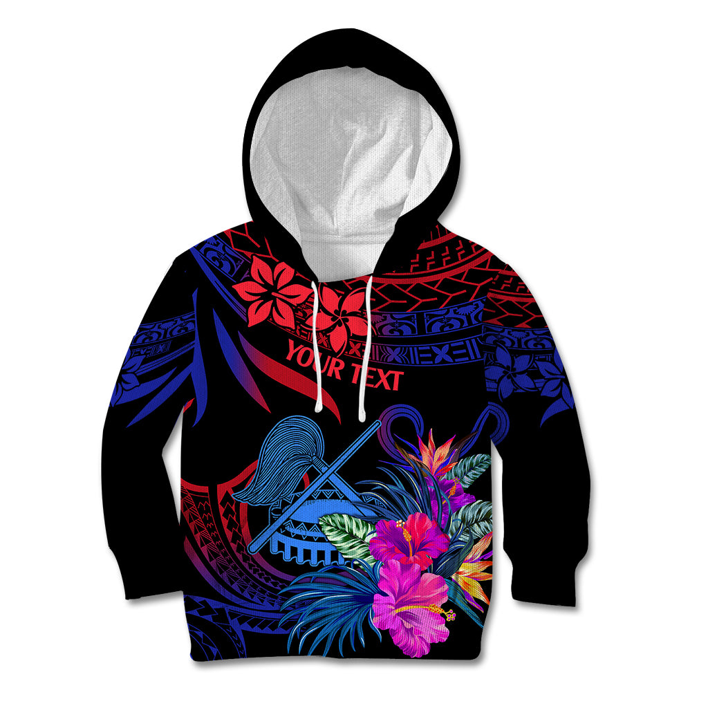 Custom American Samoa Kid Hoodie Manu'a Cession Day Polynesian Tribal LT9 Gradient Blue - Polynesian Pride