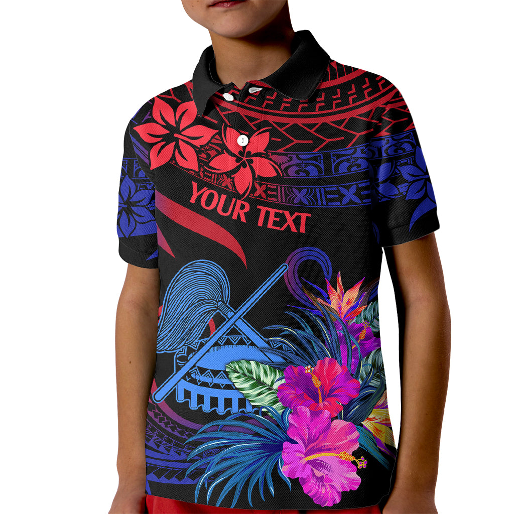 Custom American Samoa Kid Polo Shirt Manu'a Cession Day Polynesian Tribal LT9 Kid Gradient Blue - Polynesian Pride