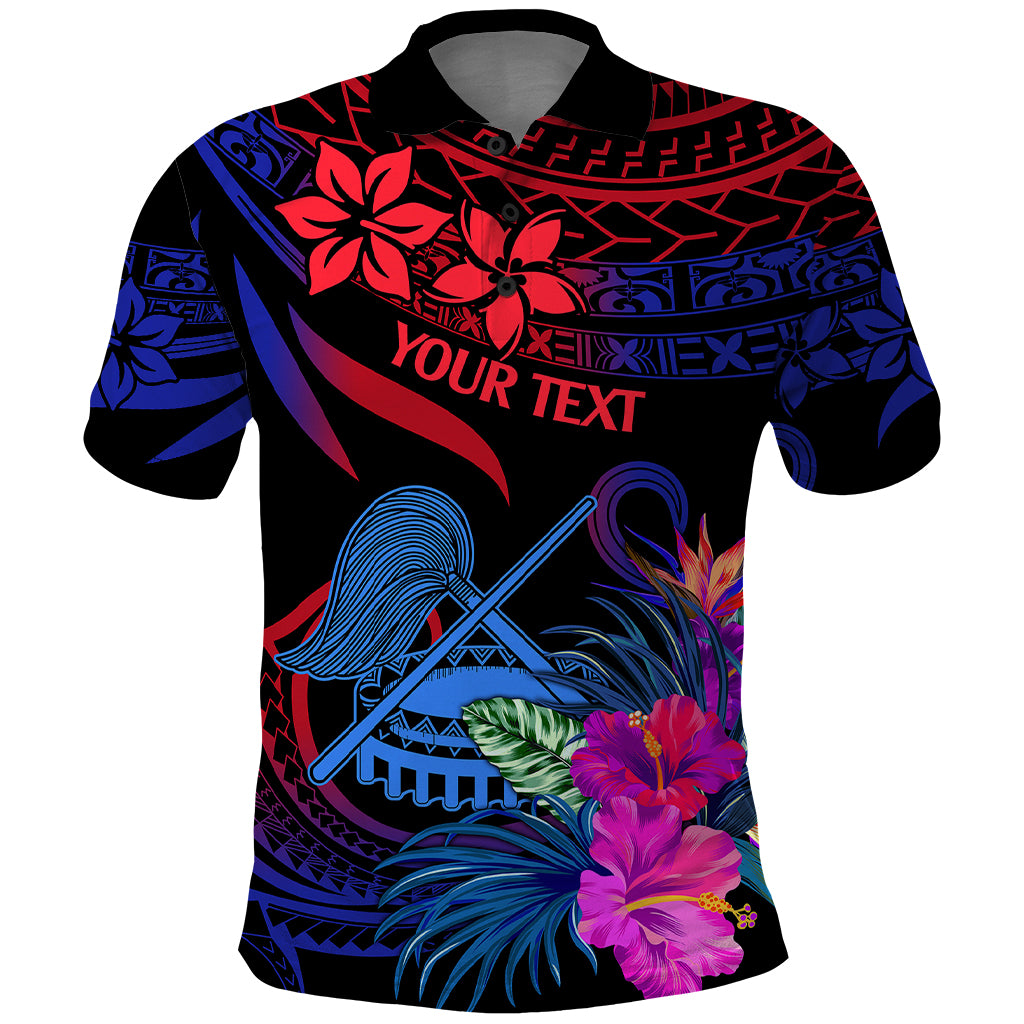 Custom American Samoa Polo Shirt Manua Cession Day Polynesian Tribal LT9 Gradient Blue - Polynesian Pride