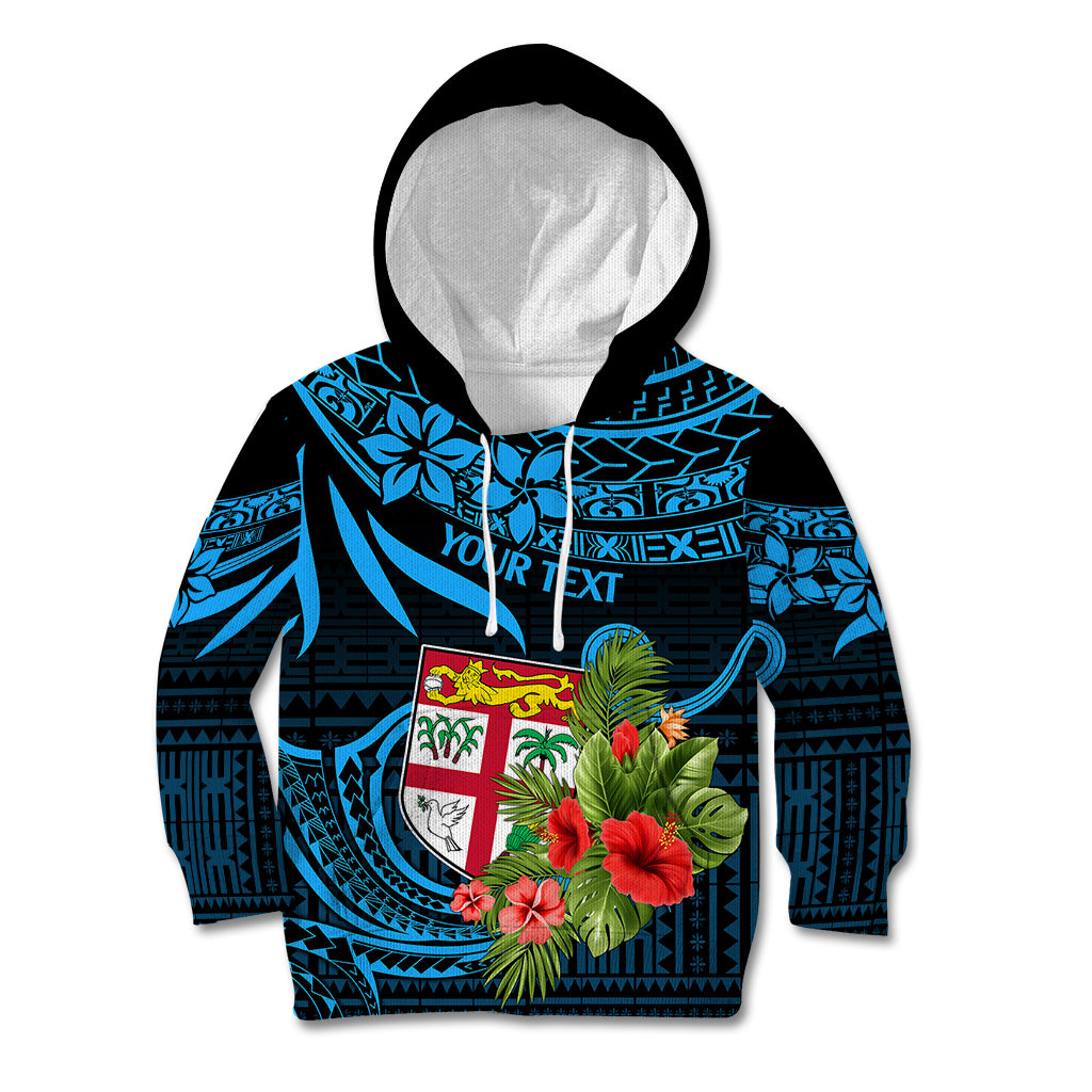 Custom Fiji Islands Kid Hoodie With Polynesian Tribal Happy National Day LT9 Blue - Polynesian Pride