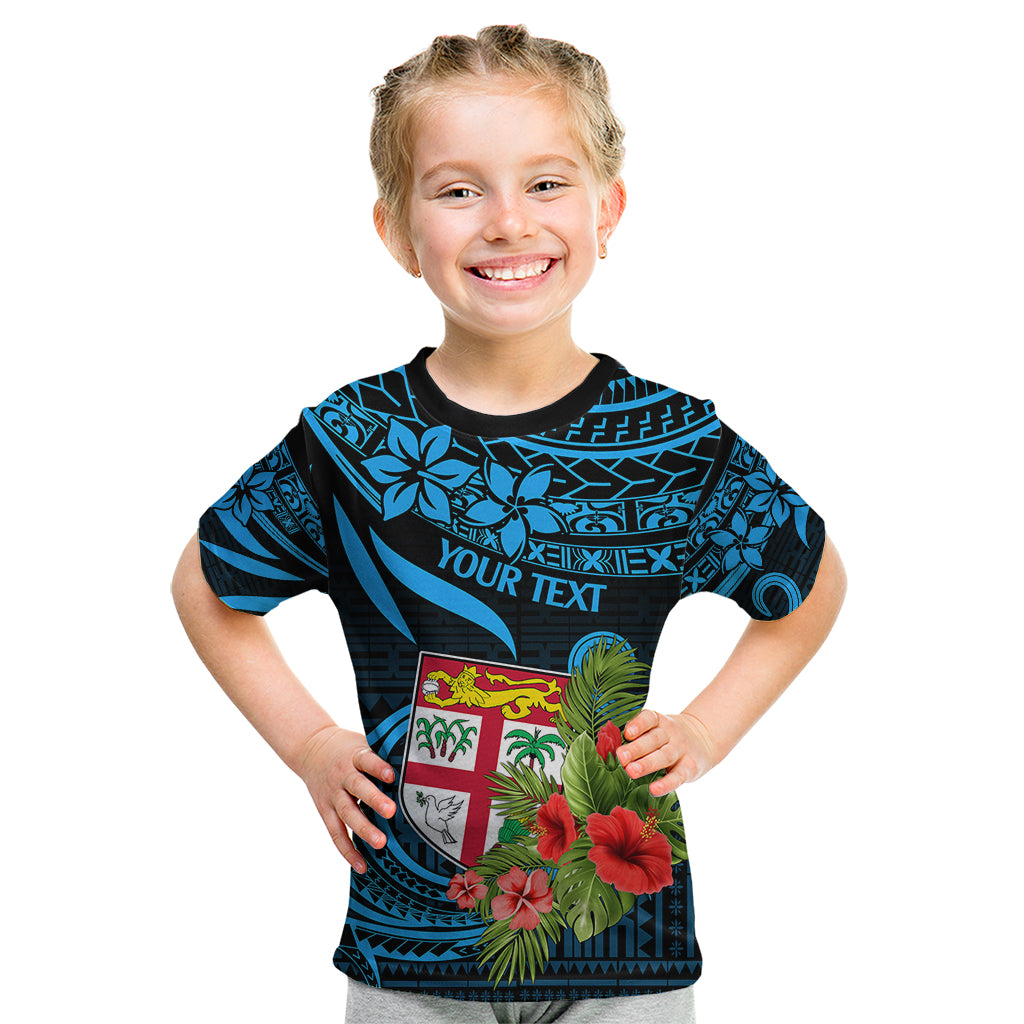 Custom Fiji Islands Kid T Shirt With Polynesian Tribal Happy National Day LT9 Blue - Polynesian Pride