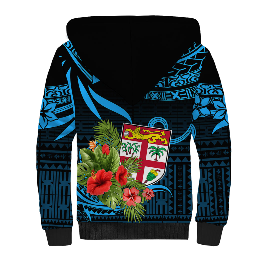 Custom Fiji Islands Sherpa Hoodie With Polynesian Tribal Happy National Day LT9 - Polynesian Pride