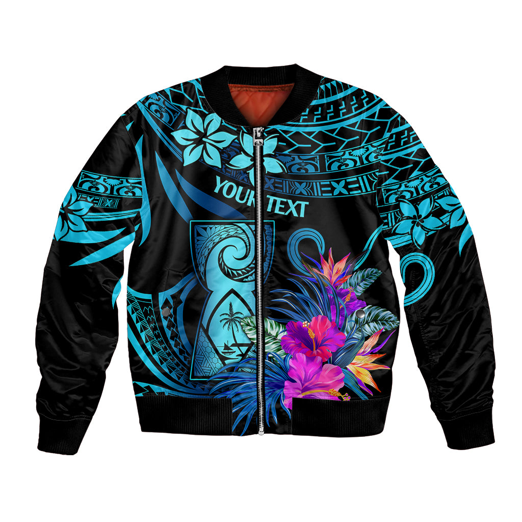 Custom Polynesian Guam Bomber Jacket With Latte Stone Happy Liberation Day LT9 Unisex Blue - Polynesian Pride