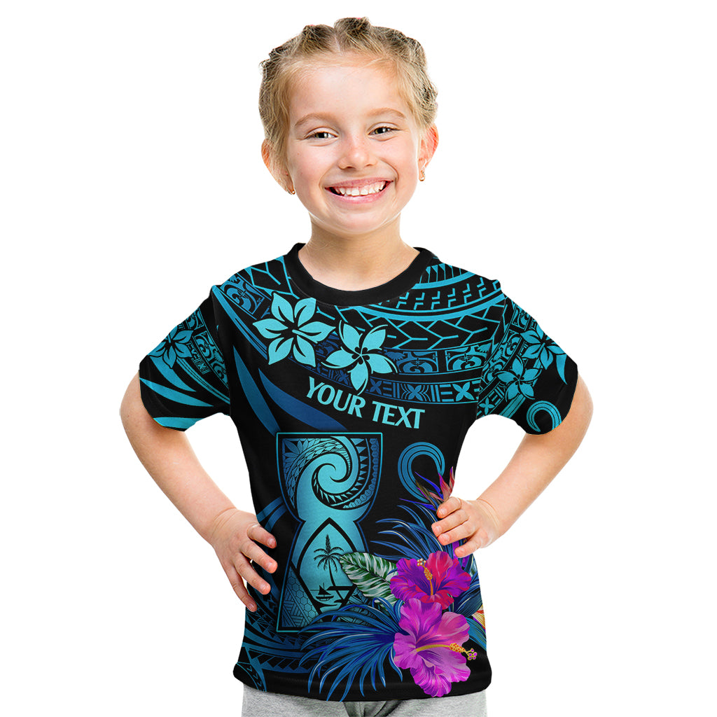 Custom Polynesian Guam Kid T Shirt With Latte Stone Happy Liberation Day LT9 Blue - Polynesian Pride