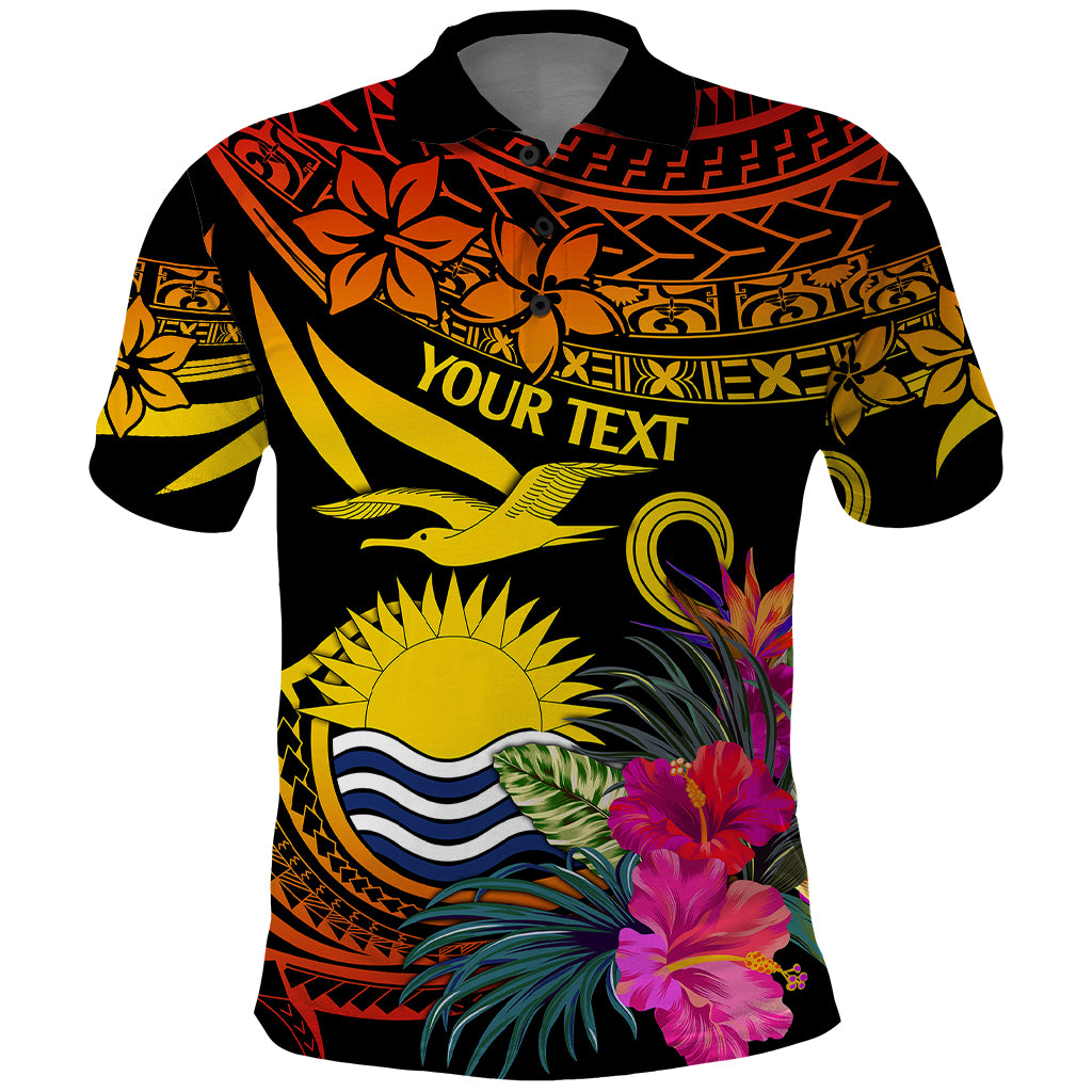 Custom Polynesian Kiribati Independence Day Polo Shirt Kiribati Emblem with Hibiscus Pacific Beauty LT9 Gradient Red - Polynesian Pride